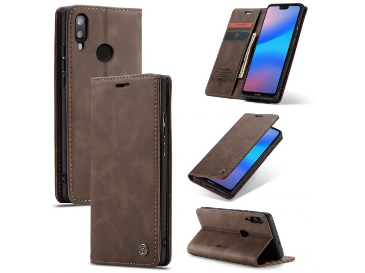 Кожаный чехол mypads для huawei p20 lite / nova 3e с визитницей..