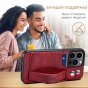 Чехол mypads для iphone 13 pro с отделением для карт и ремешком на запястье (черный)