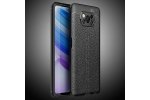 Чехол бампер накладка на xiaomi poco x3 / x3 nfc / x3 pro из качественного износостойкого силикона с декоративным дизайном под кожу с тиснением черный