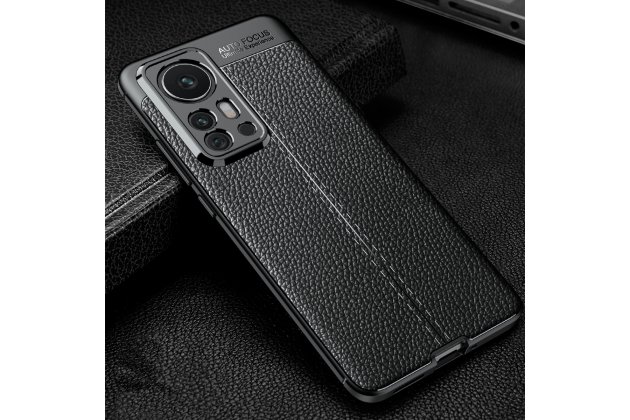 Чехол бампер накладка mypads «pelle morbida» на xiaomi 12 / xiaomi 12x из качественного износостойкого силикона с декоративным дизайном под кожу с тиснением черный