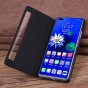 Чехол-кейс с фактурной прошивкой рельефа кожи крокодила для huawei mate x2 с боковым окном черный