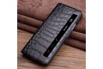 Чехол-кейс с фактурной прошивкой рельефа кожи крокодила для huawei mate x2 с боковым окном черный