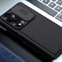 Чехол панель-бампер mypads tenda для honor 70 из пластика с закрывающейся камерой и матовой отделкой «под карбон» с защитой шторкой заглушкой для камеры черная