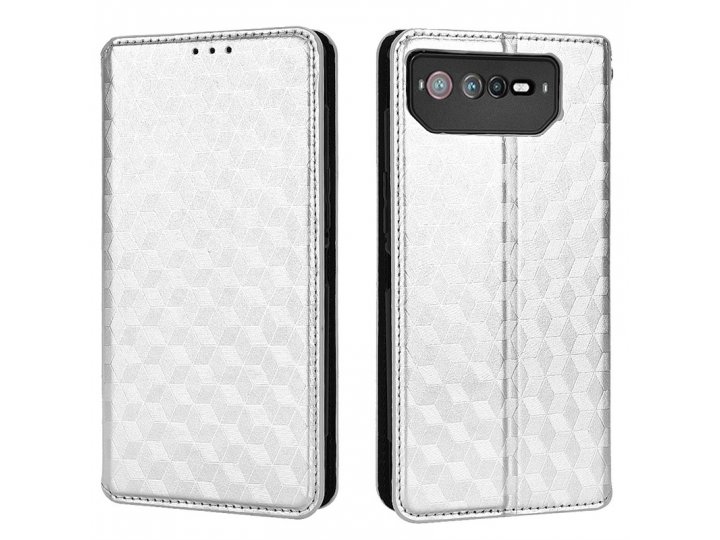 Премиальный чехол-книжка mypads «elegante pattern rombo» для asus rog phone 6 / phone 6d / phone 6d ultimate и..