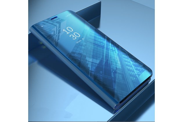 Чехол-книжка mypads для samsung galaxy m31 sm-m315 (2020 с дизайном clear view cover с полупрозрачной пластиковой крышкой с зеркальной поверхностью синий