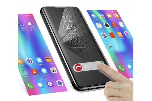 Чехол-книжка mypads для samsung galaxy m31 sm-m315 (2020 с дизайном clear view cover с полупрозрачной пластиковой крышкой с зеркальной поверхностью синий